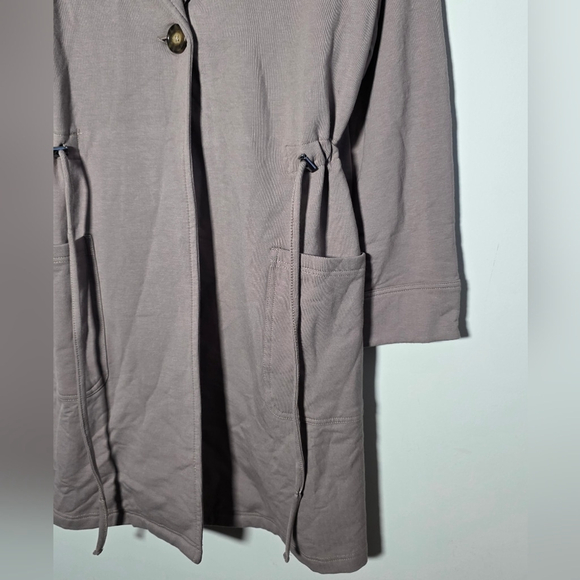 Terrera Helen Drawstring Jacket Coat Taupe Bamboo Blend Lightweight NEW - Picture 5 of 12
